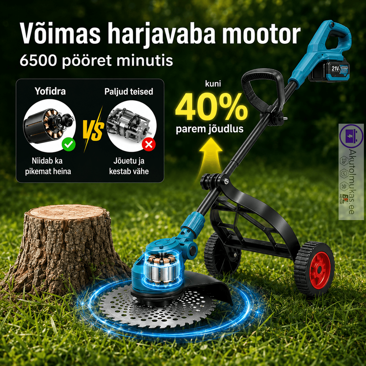 TrimPRO 3 võimas harjavaba Kawasaki tüüpi mootor ja parem jõudlus