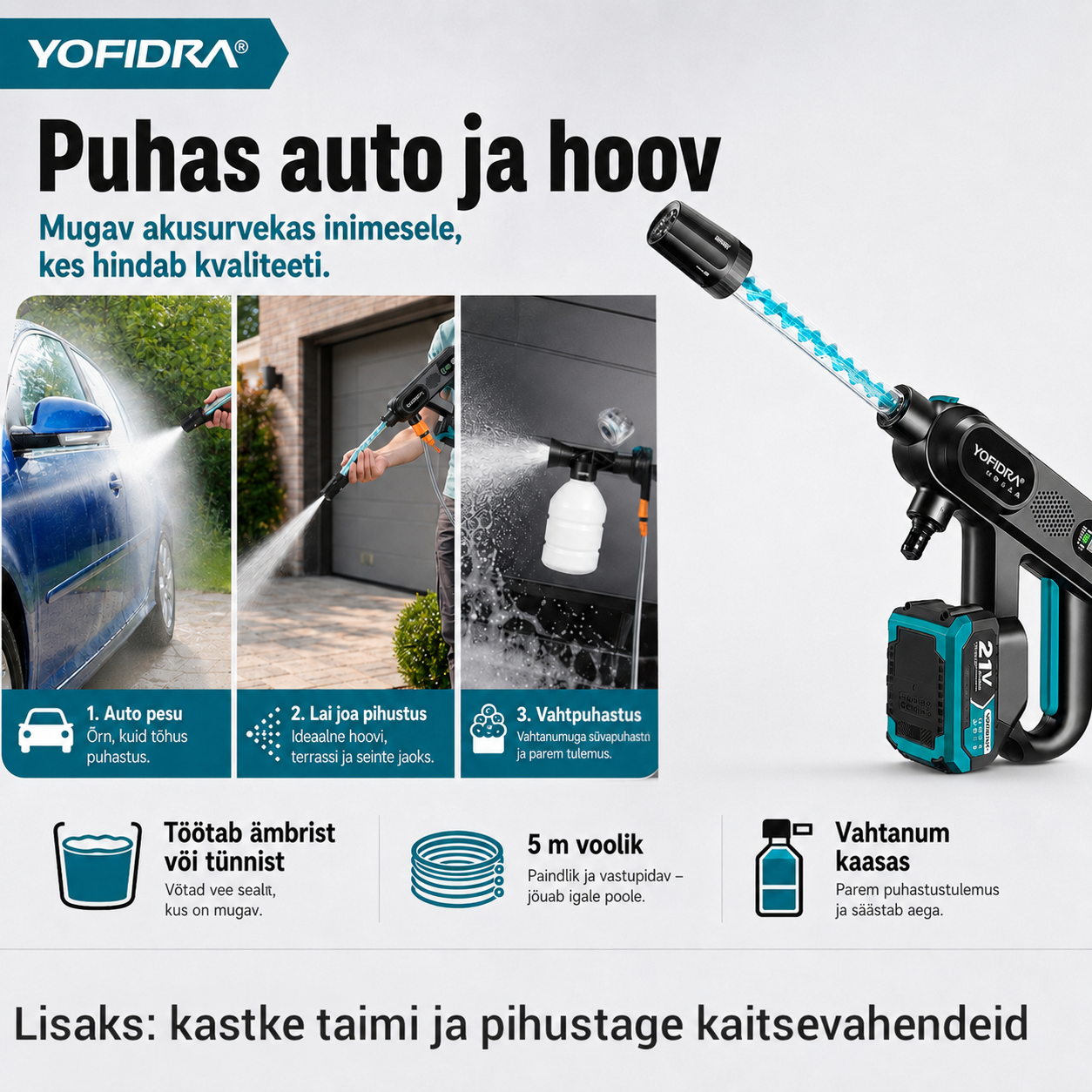 Akusurvekas auto ja hoovi pesuks